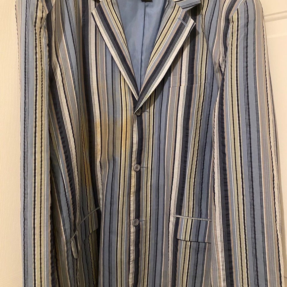 Striped Blue and Gray Blazer
